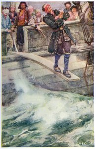 ロバート・ルイス・スティーブンソンの「バラントレーの巨匠」のイラスト「歩く板」 作： Walter Stanley Paget